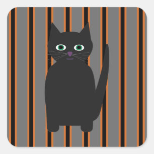 Adesivo Quadrado Gatos Pretos do Halloween, Rico e divertidos