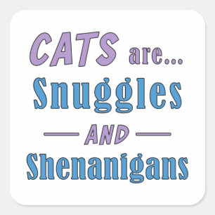 Adesivo Quadrado Gatos são mascotes e Shenanigans