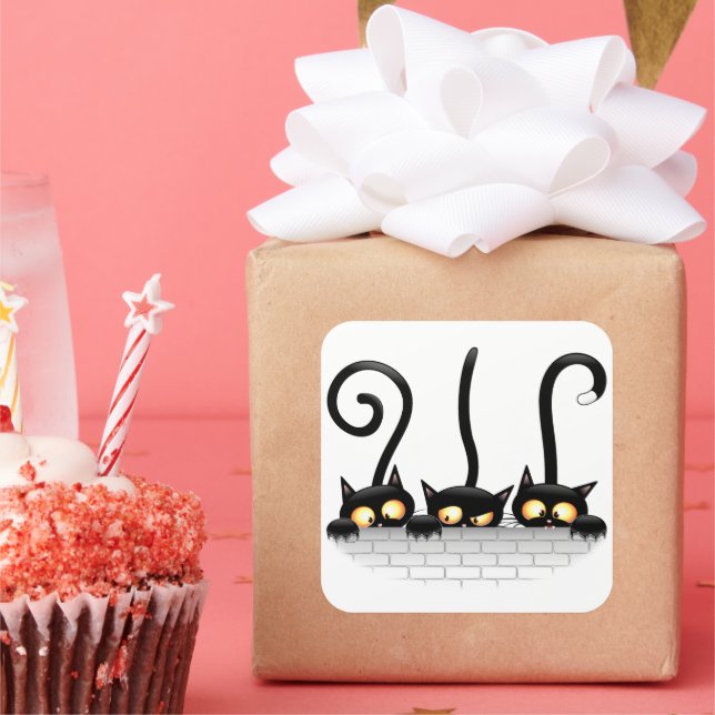 Adesivo Quadrado Gatos travessosos, divertidos e engraçados (Festa)