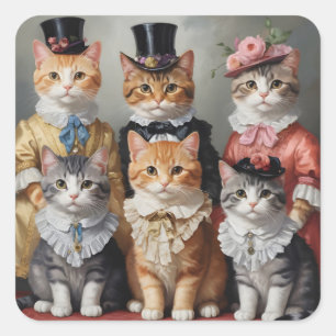 Adesivo Quadrado Gatos vencedores elegantes
