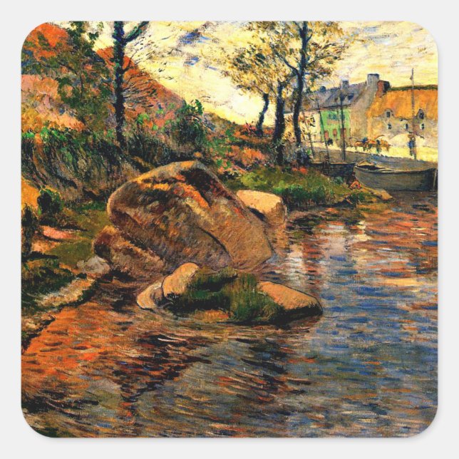 Adesivo Quadrado Gauguin - Cove oposta ao porto de Pont-Aven, (Frente)