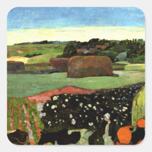 Adesivo Quadrado Gauguin - Haystacks na Bretanha,