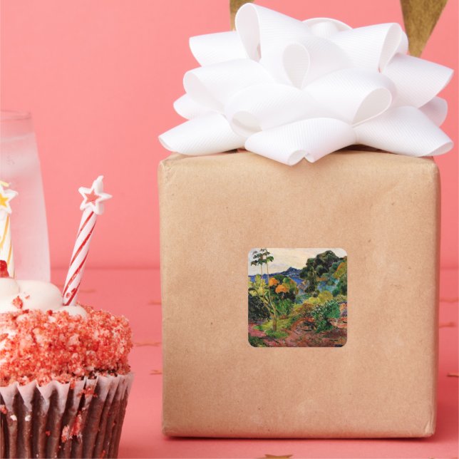 Adesivo Quadrado Gauguin - Paisagem Martinica (Festa)