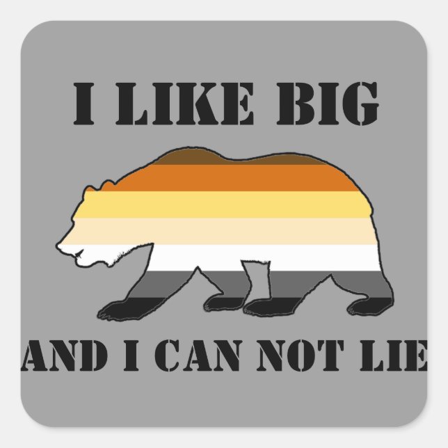 Adesivo Quadrado Gay Bear Orgulho Eu gosto de ursos grandes e não c (Frente)