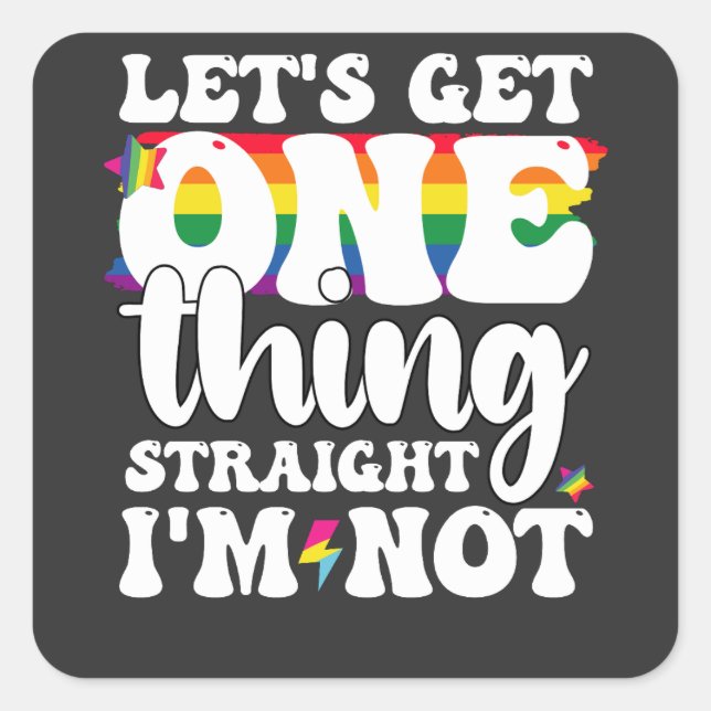 Adesivo Quadrado Gay de Orgulho LGBT permite que um Hetero não seja (Frente)