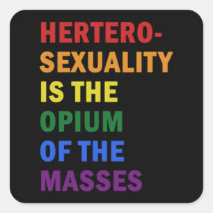 Adesivo Quadrado Gay Lésbica Orgulho Vintage Arco-Íris Coração LGBT