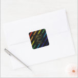 Adesivo Quadrado Gay Men Wedding Elegant Rainbow Thank You<br><div class="desc">Celebrate your love with the Gay Men Wedding Elegant Rainbow collection — a complete suite of coordinating stationery and accessories designed for two grooms. Bold diagonal Progress Pride stripes on sophisticated black, with gold typography throughout. Every piece in this suite is fully customizable with your names, date, and wedding details....</div>