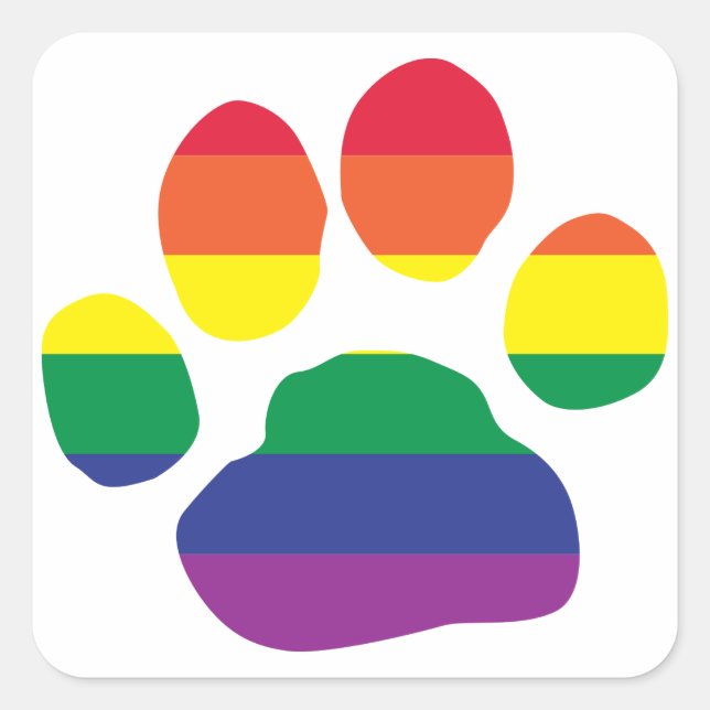 Adesivo Quadrado Gay-Pride-Paw-Impressão (Frente)