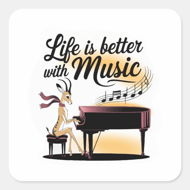 Adesivo Quadrado gazelle piano (Frente)