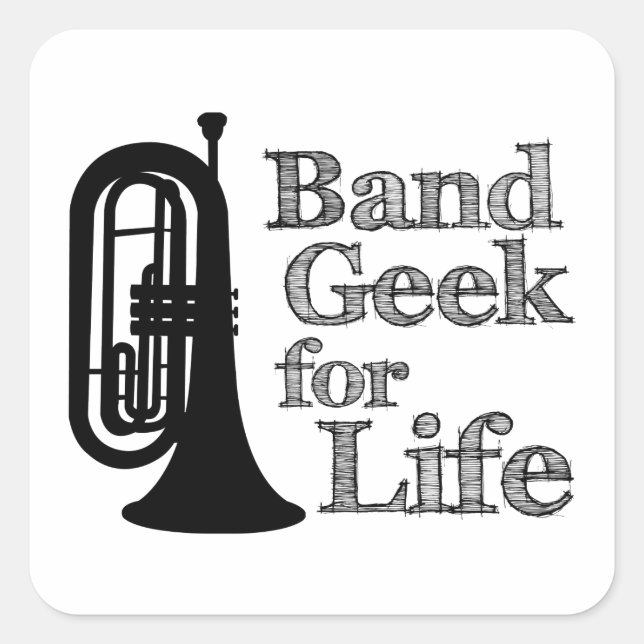 Adesivo Quadrado Geek de Banda de Baritone Marching (Frente)