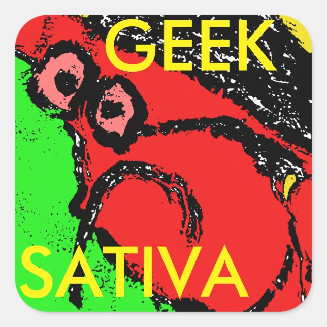 ADESIVO QUADRADO GEEK SATIVA (Frente)