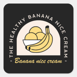 Adesivo Quadrado Gelado de banana e sorvete caseiro feito fruta pre