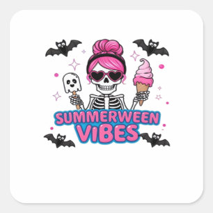 Adesivo Quadrado Gelado Summerween Vibes Skeleton IceCream Summer V