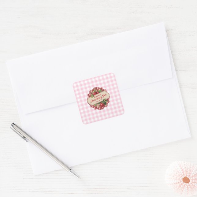 Adesivo Quadrado Geleia de Morango (Envelope)