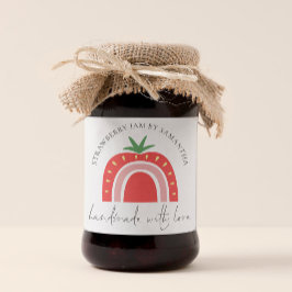 Adesivo Quadrado Geléia de Morango Artesanal Nome Arco-íris