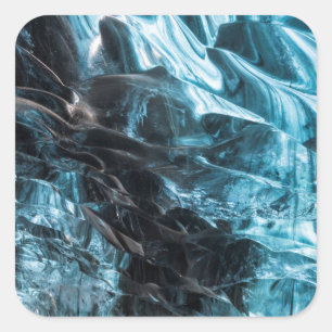 Adesivo Quadrado Gelo Azul Abstrato em Caverna de Gelo