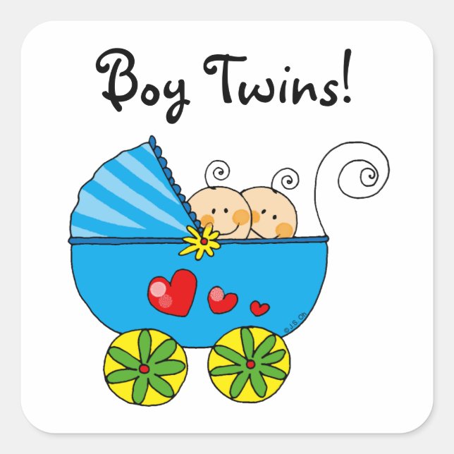 Adesivo Quadrado gêmeos lindos bebês (Frente)