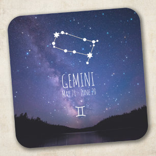 Adesivo Quadrado Gemini Constelação Zodiac Personalizada