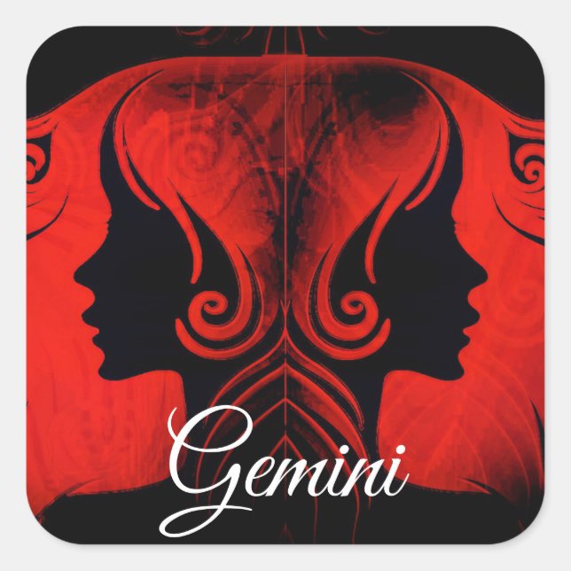 Adesivo Quadrado Gemini gêmeos Sinal de Horoscópio Zodiac (Frente)