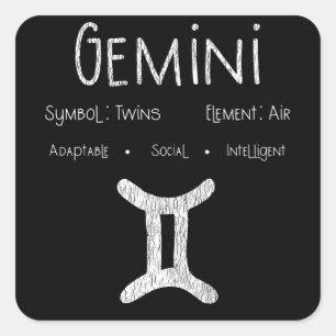 Adesivo Quadrado Gemini Horoscope Astrology Star Sinal de Astrologi