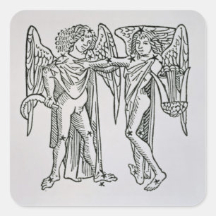 Adesivo Quadrado Gemini (os Gêmeos), ilustração do Poeti