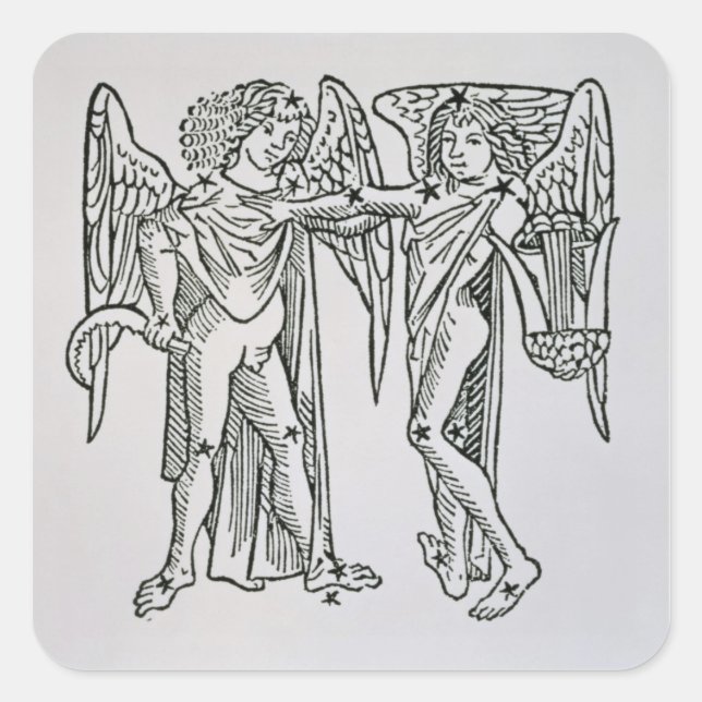 Adesivo Quadrado Gemini (os Gêmeos), ilustração do Poeti (Frente)