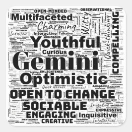 Adesivo Quadrado Gemini Zodiac Word Cloud Inspiration