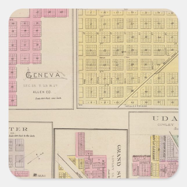 Adesivo Quadrado Genebra, Atlanta, Dexter, Grande Cúpula, Kansas (Frente)