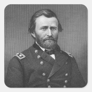 Adesivo Quadrado General Ulysses Simpson Grant, gravado após uma
