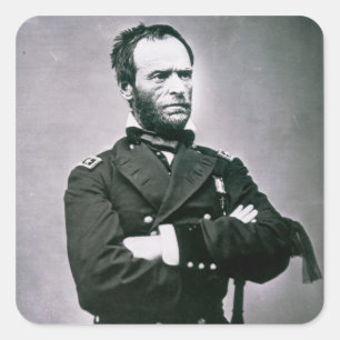 Adesivo Quadrado General William T. Sherman (1820-91) (foto de b/w)