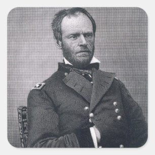 Adesivo Quadrado General William Tecumseh Sherman, gravado após a