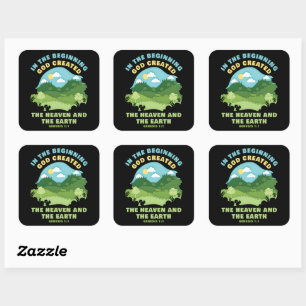 Adesivo Quadrado Gênesis 1:1 no DEUS inicial Criado - Fé