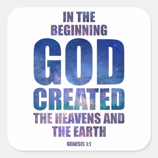 Adesivo Quadrado Gênesis 1:1 No Universo Criado DEUS inicial (Frente)