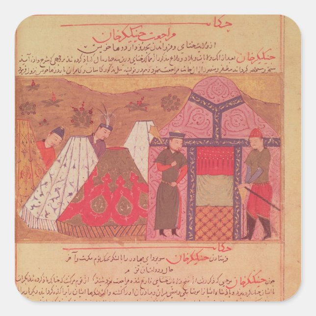 Adesivo Quadrado Genghis Khan fora da sua tenda (Frente)
