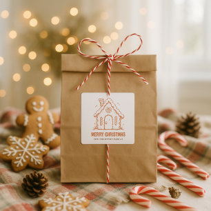 Adesivo Quadrado Gengibre Whimsic Casa Feliz Natal