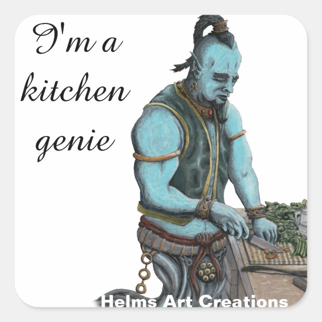 Adesivo Quadrado Genie Chef Janto Fantasy Art Stickers (Frente)