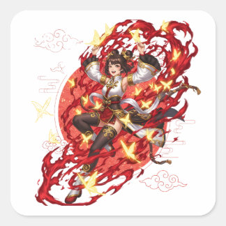 Adesivo Quadrado Genshin Impact Xiangling Pyro Anime Sticker - Liyu
