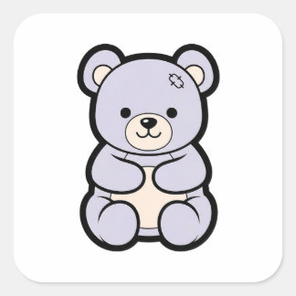Adesivo Quadrado Gentle Bear – Cute Kawaii Animal Illustration