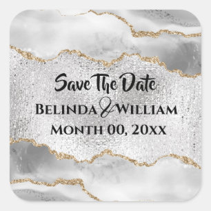 Adesivo Quadrado Geodo falso prata dourado branco água-marinha aqua