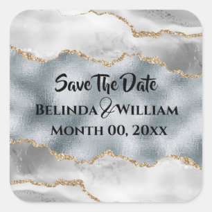 Adesivo Quadrado Geodo falso prata dourado branco água-marinha aqua