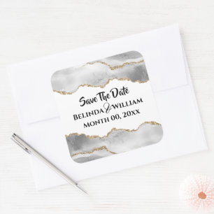 Adesivo Quadrado Geodo ouro falso ágata branca casais casados