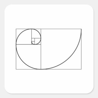 Adesivo Quadrado Geometria da Seção do Ouro Espiral Fibonacci