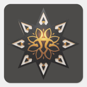 Adesivo Quadrado 🌟 Geometria Sagrada Mandala - Ouro Star