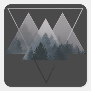 Adesivo Quadrado Geometria triângulo Floresta Mistura