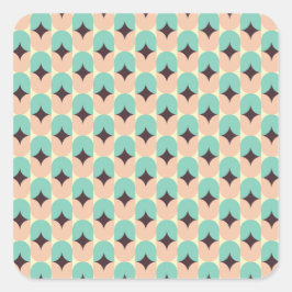 Adesivo Quadrado Geometric pattern of teal, beige, and black shapes