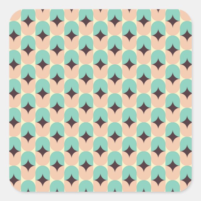 Adesivo Quadrado Geometric pattern of teal, beige, and black shapes (Frente)
