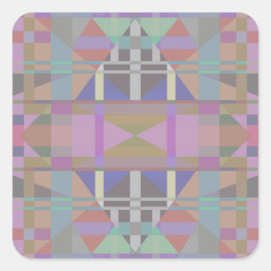 Adesivo Quadrado Geométrica Rosa Púrpura Verde
