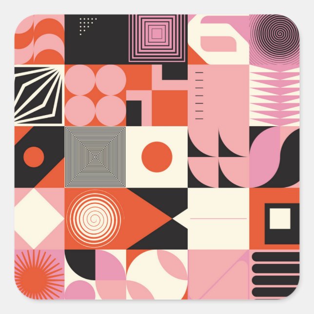 Adesivo Quadrado Geométrico escandinavo: Padrão Trabalho de arte co (Frente)
