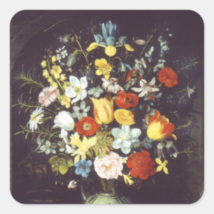 Adesivo Quadrado Georg Flegel Grande pedaço de flores (em nicho)