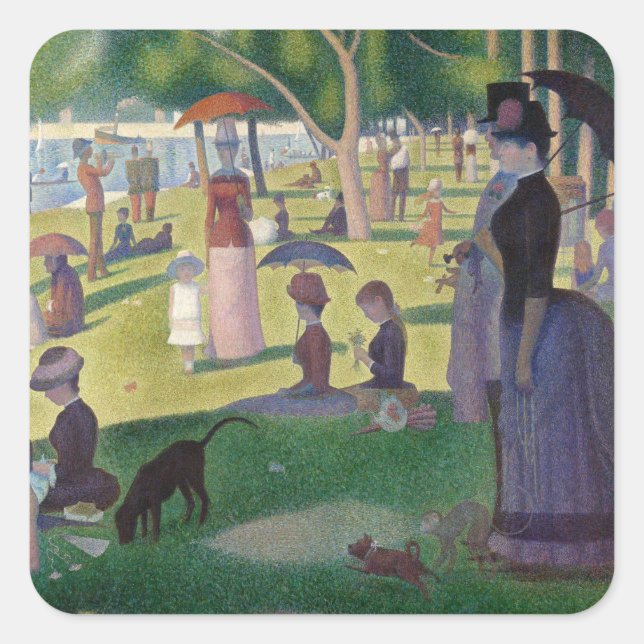 Adesivo Quadrado GEORGE SEURAT - Uma tarde de domingo 1884 (Frente)
